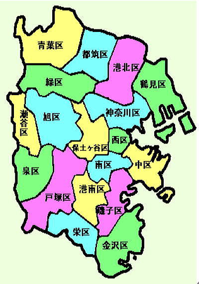 横浜市１８区地図